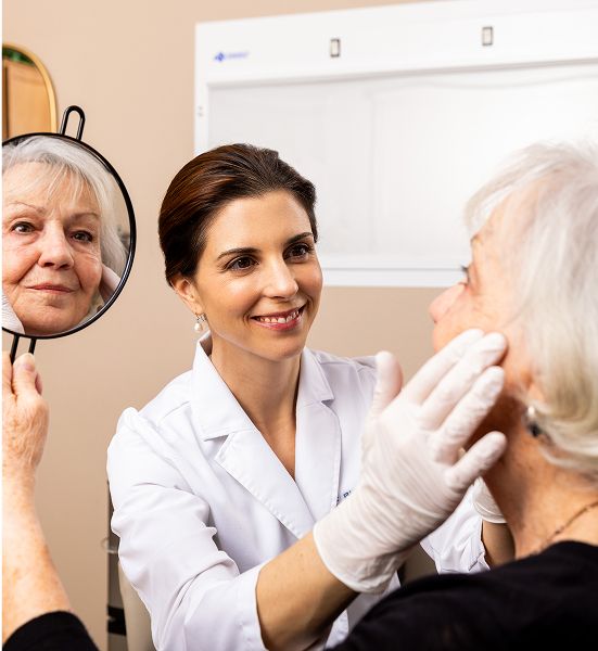 Skincare consultation between doctor and patient.