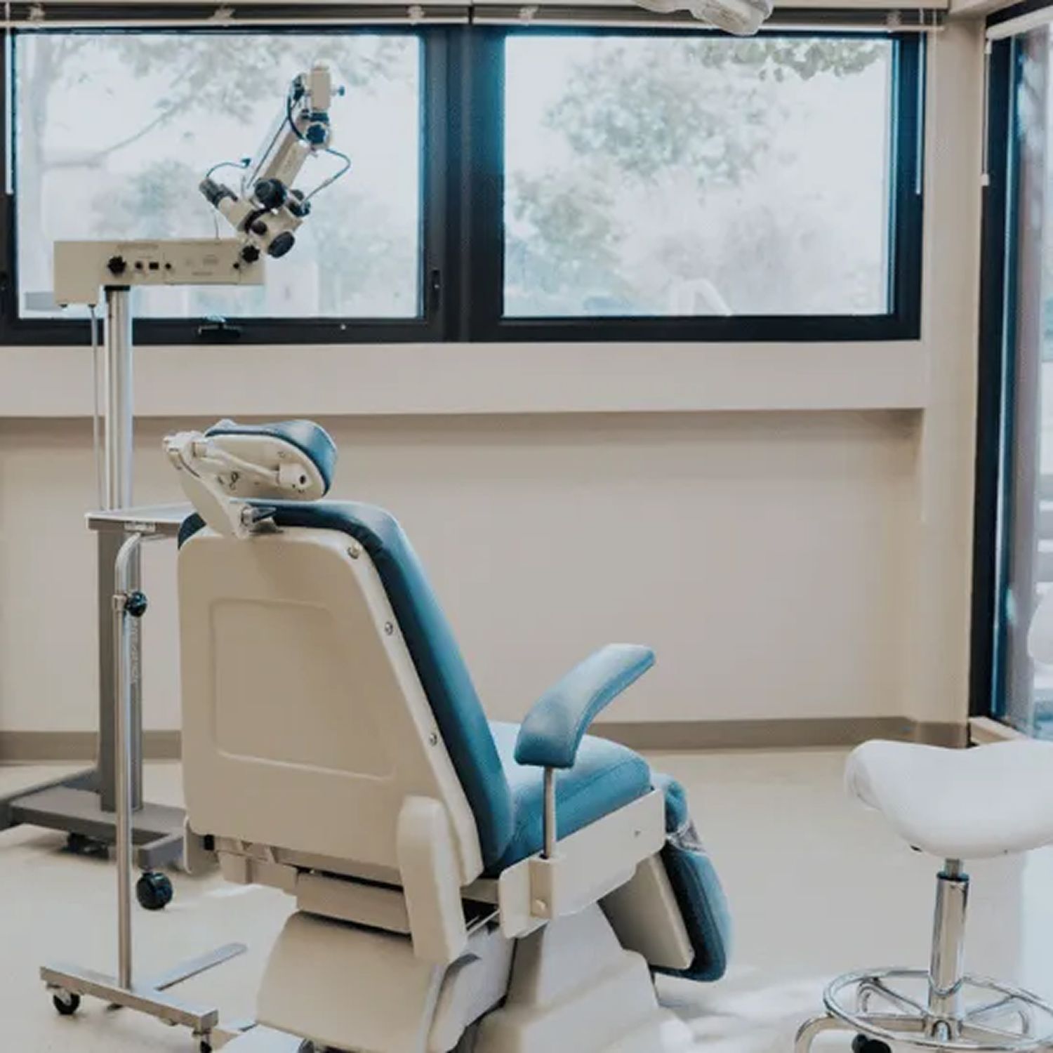 Dental chair in a bright clinic setting